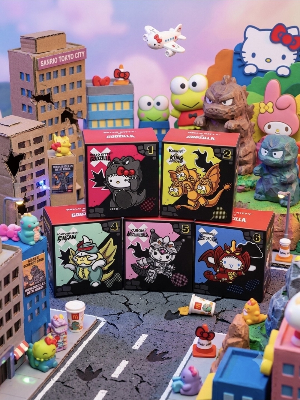 Hello Kitty x Godzilla McDonalds Collectible 5 Pieces